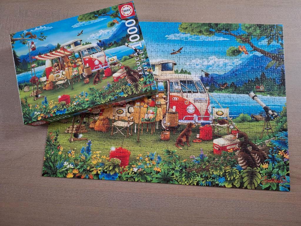 Puzzel 1000 stukjes Educa, Camping holiday, Ophalen of Verzenden, 500 t/m 1500 stukjes, Zo goed als nieuw, Legpuzzel