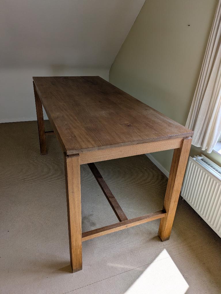 hoge tafel massief teak, Ophalen, Gebruikt, Teakhout, 200 cm of meer