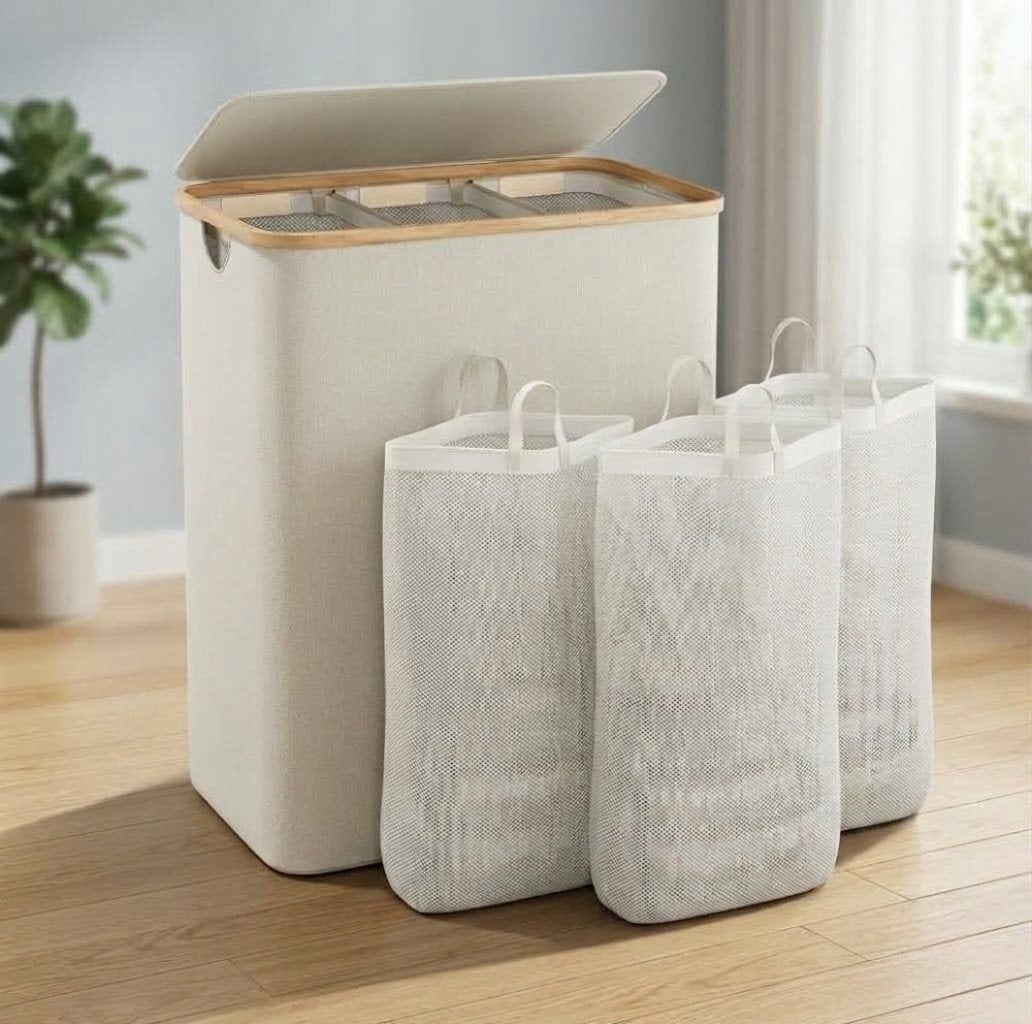 Grand Panier à Linge 160L Pliable avec Couvercle & 3 Sacs, Maison & Meubles, Enlèvement ou Envoi, Neuf
