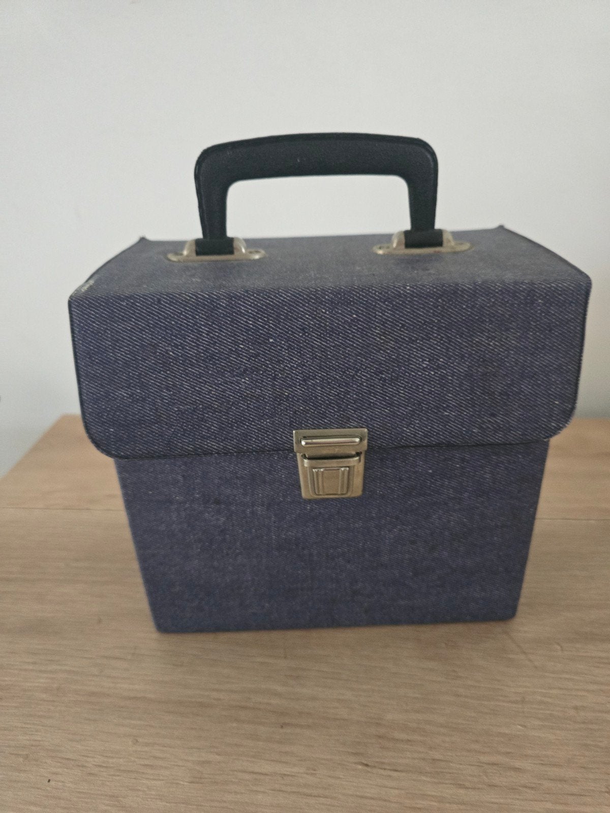 Ancienne valisette vintage plus de 40 ans – bleu chiné – poi, Antiquités & Art, Enlèvement ou Envoi