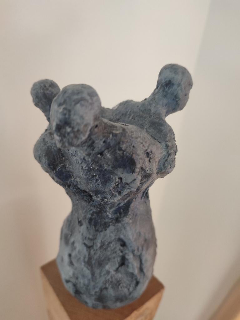 sculptuur Hilde Van de Walle, Ophalen, Groep mensen, Blauw, Gips