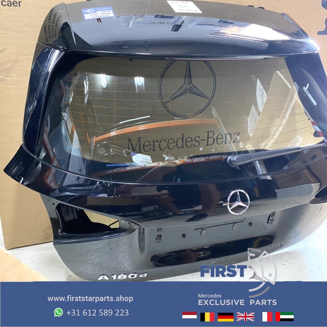 W177 ACHTERKLEP 2021 Mercedes A KLASSE ZWART COMPLEET + RUIT, Arrière, Haillon arrière, Utilisé, -