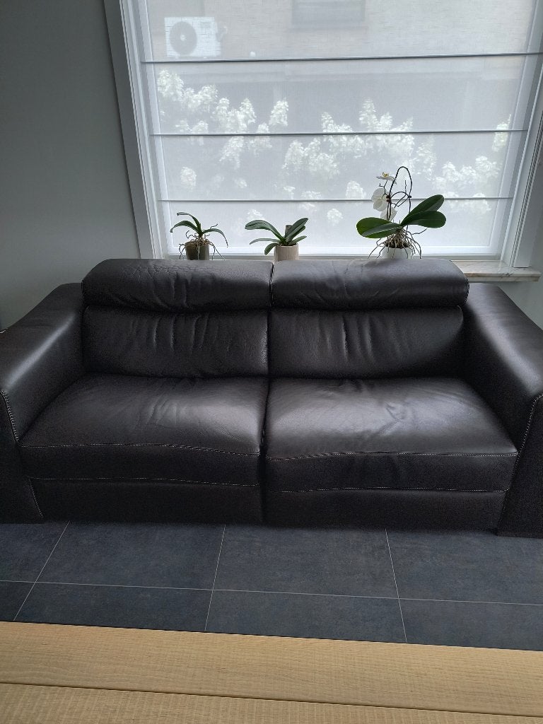 Lederen salon met 2 relaxen, 75 à 100 cm, 125 cm ou plus, Enlèvement, Utilisé