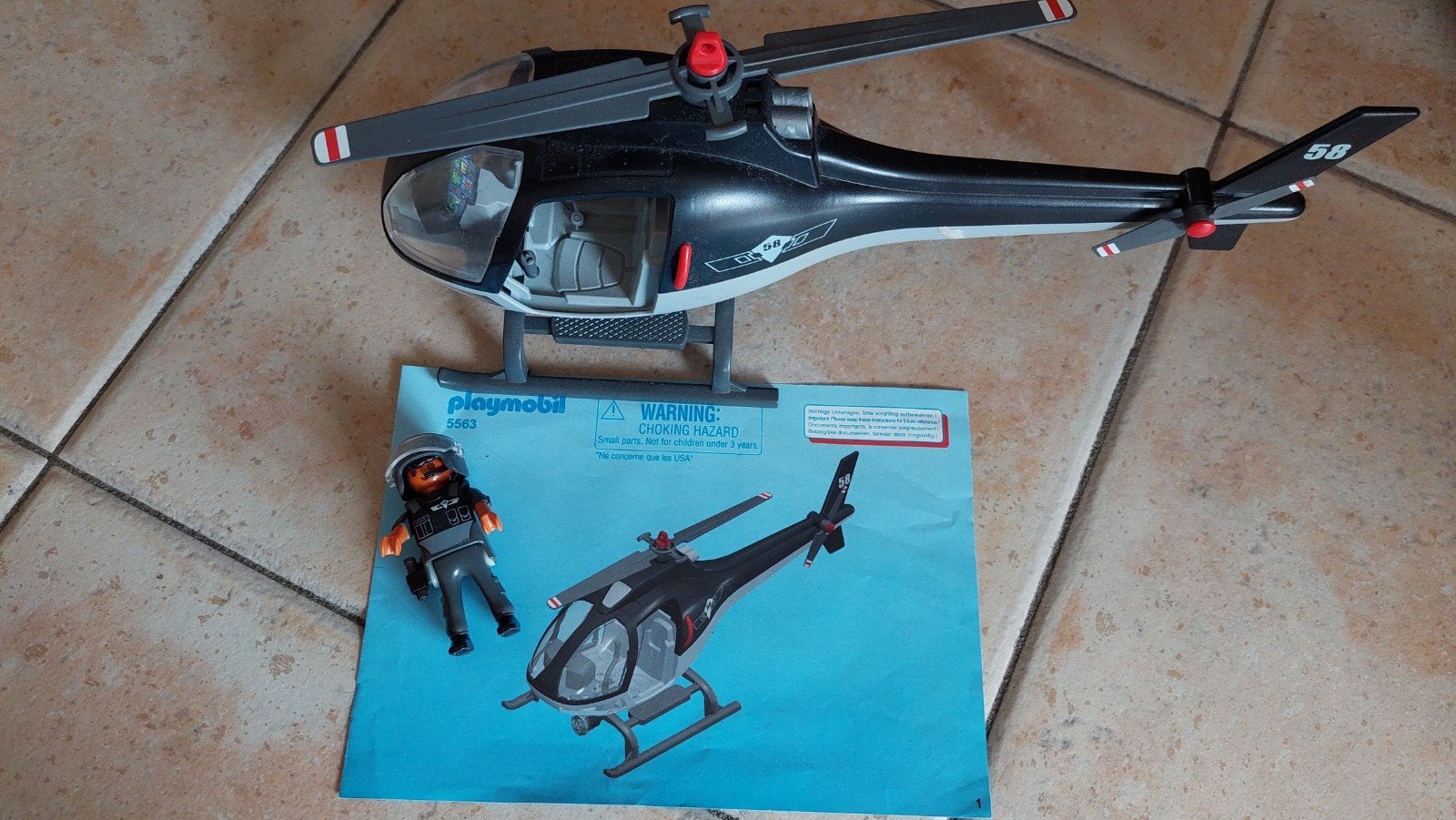 Playmobil City Action 5563 helikopter + agent compleet, Enlèvement ou Envoi, Comme neuf, Kit complet, Véhicule