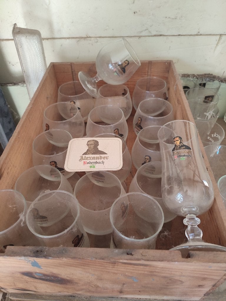Mooi lot geuze kriek bierglazen, Verzamelen, Ophalen, Gebruikt