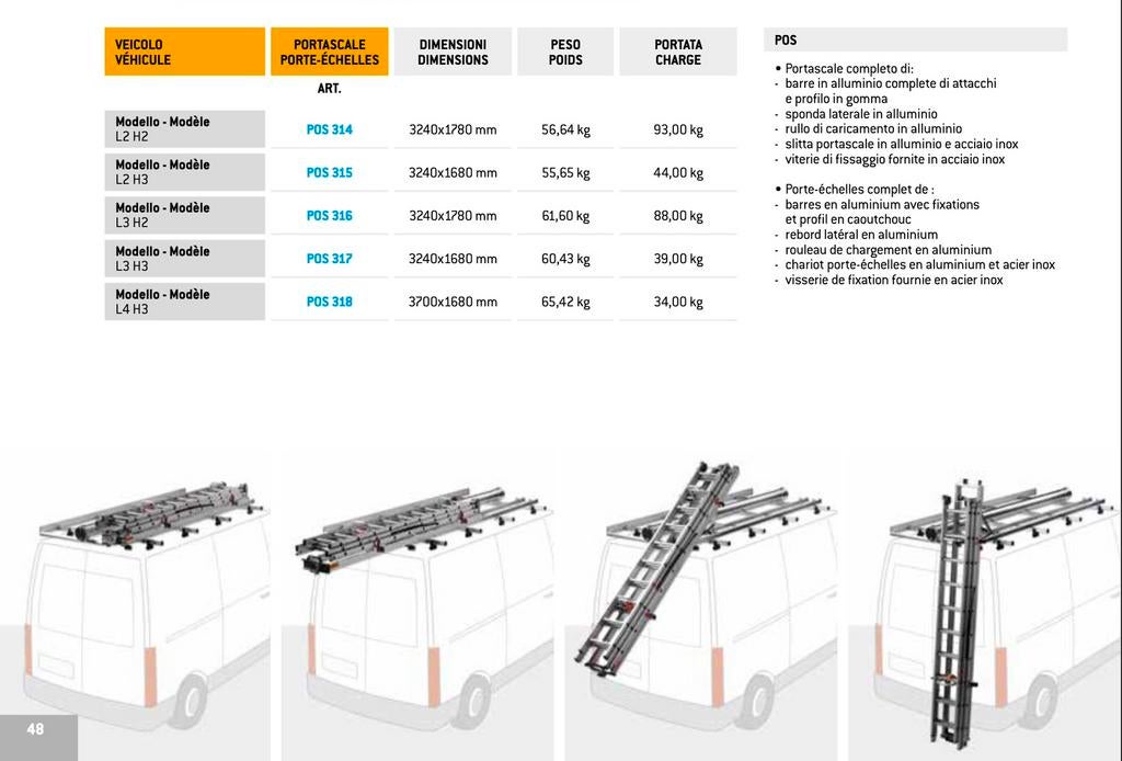 Porte echelle telescopique - store van, Ophalen, Gebruikt