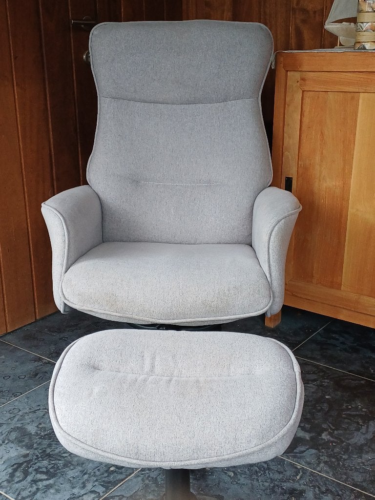 Modern hedendaagse relax met voetbank, Ophalen, Gebruikt, 75 tot 100 cm, Modern Hedendaags
