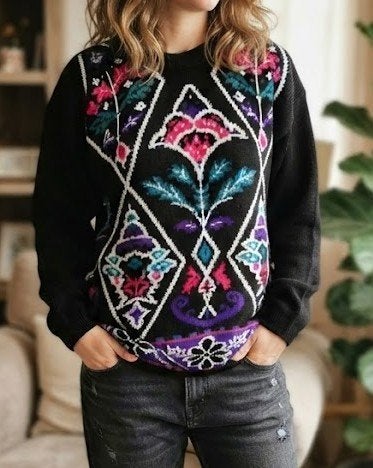 leuke vintage trui, Vintage ., Taille 36 (S), Comme neuf, Noir