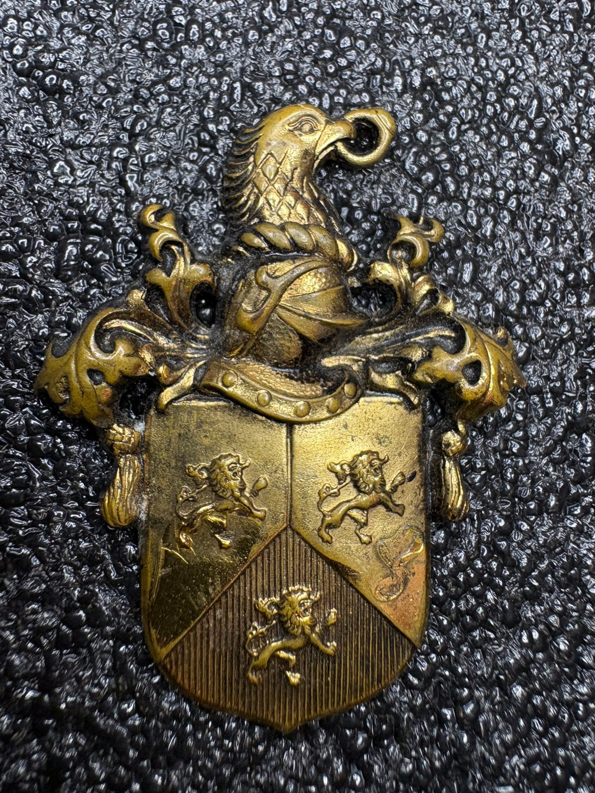 (H.1.1) Oud heraldisch wapenschild met leeuwen adelaar en, Verzenden, Gebruikt