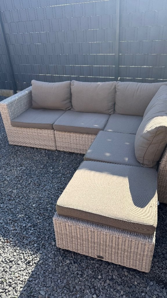 Wicker loungeset (grijs), Tuin en Terras, Ophalen, Gebruikt, Wicker, Loungeset