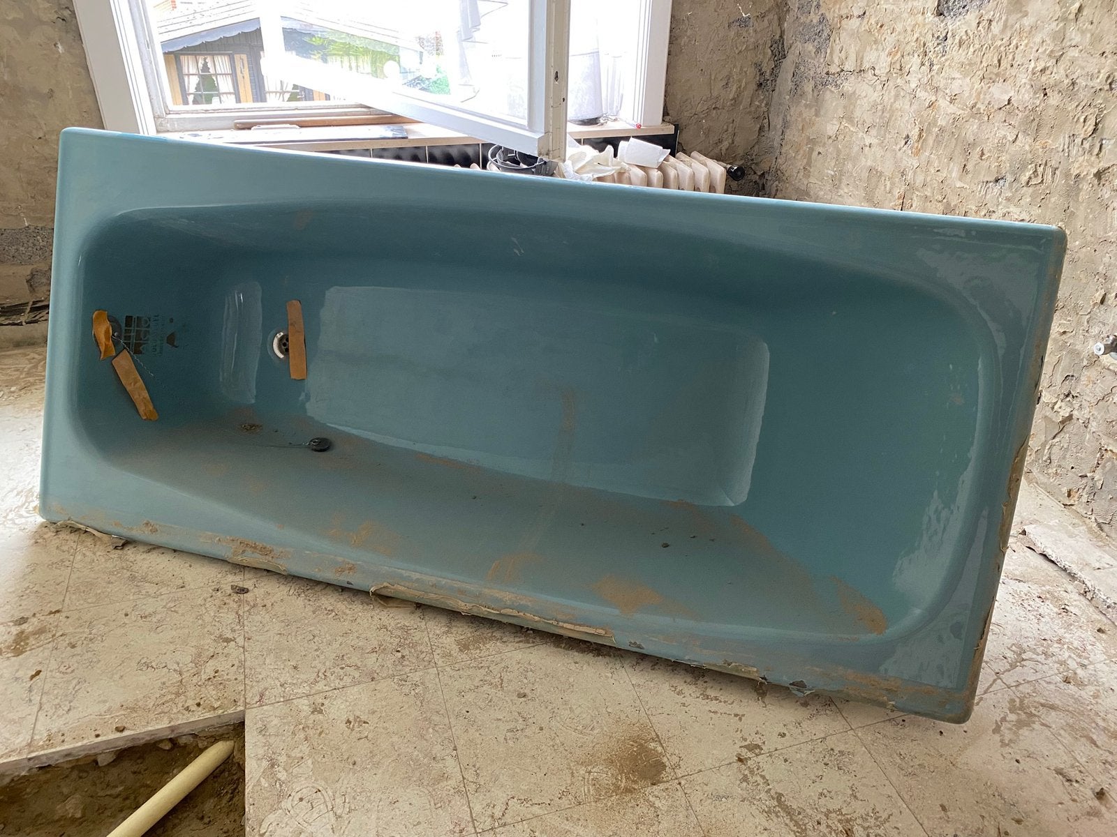 Gietijzeren turquoise inbiuw bad, Enlèvement, Comme neuf, Baignoire