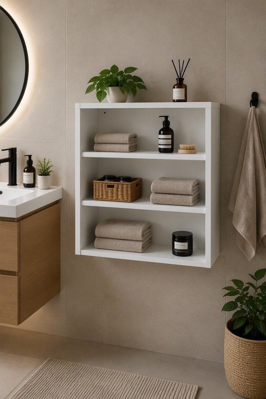 étagère de salle de bain blanche 60x70cm, Enlèvement, Comme neuf