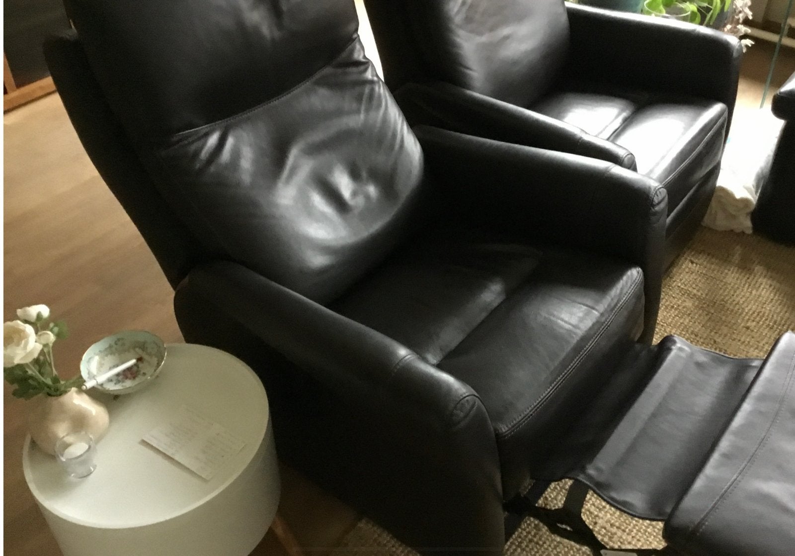 Elektronische lederen relax zetels, Huis en Inrichting, Ophalen, Gebruikt, Leer