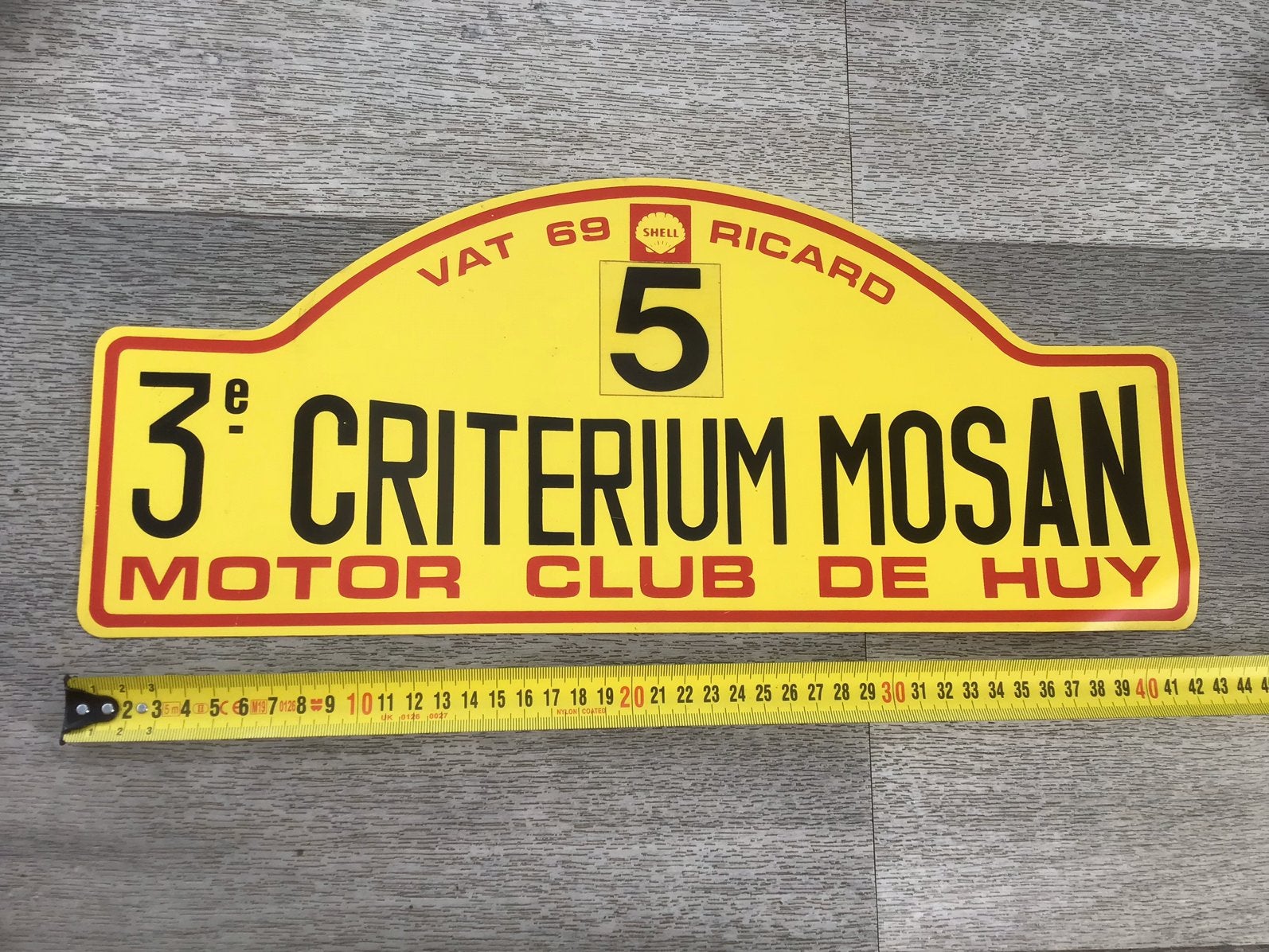 Authentiek rallybord plastic 3 de criterium Mosan, Ophalen of Verzenden, Zo goed als nieuw