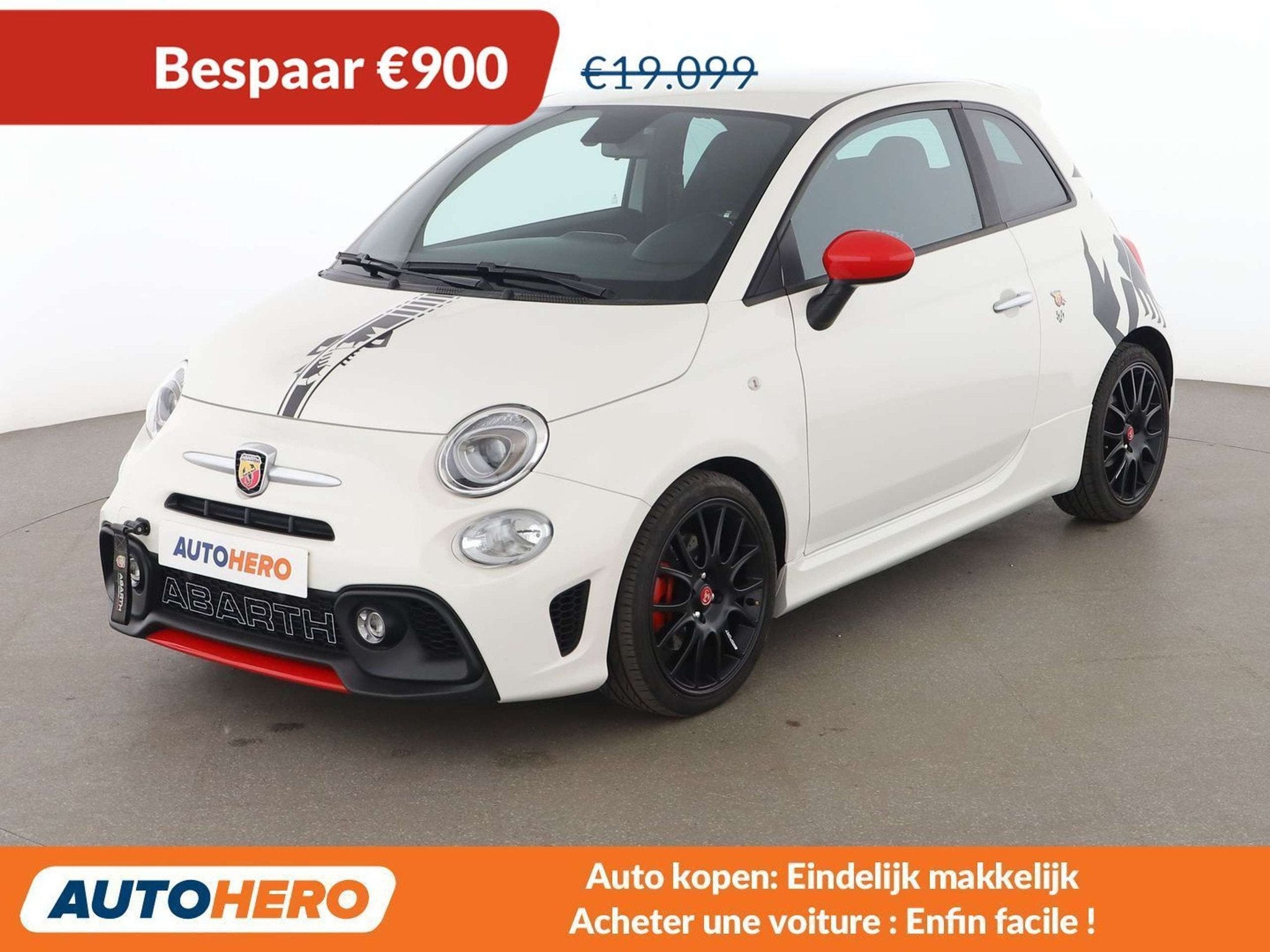 Abarth 595 1.4 Pista (bj 2021), Auto's, Abarth, 4 zetels, Stof, Gebruikt, Wit
