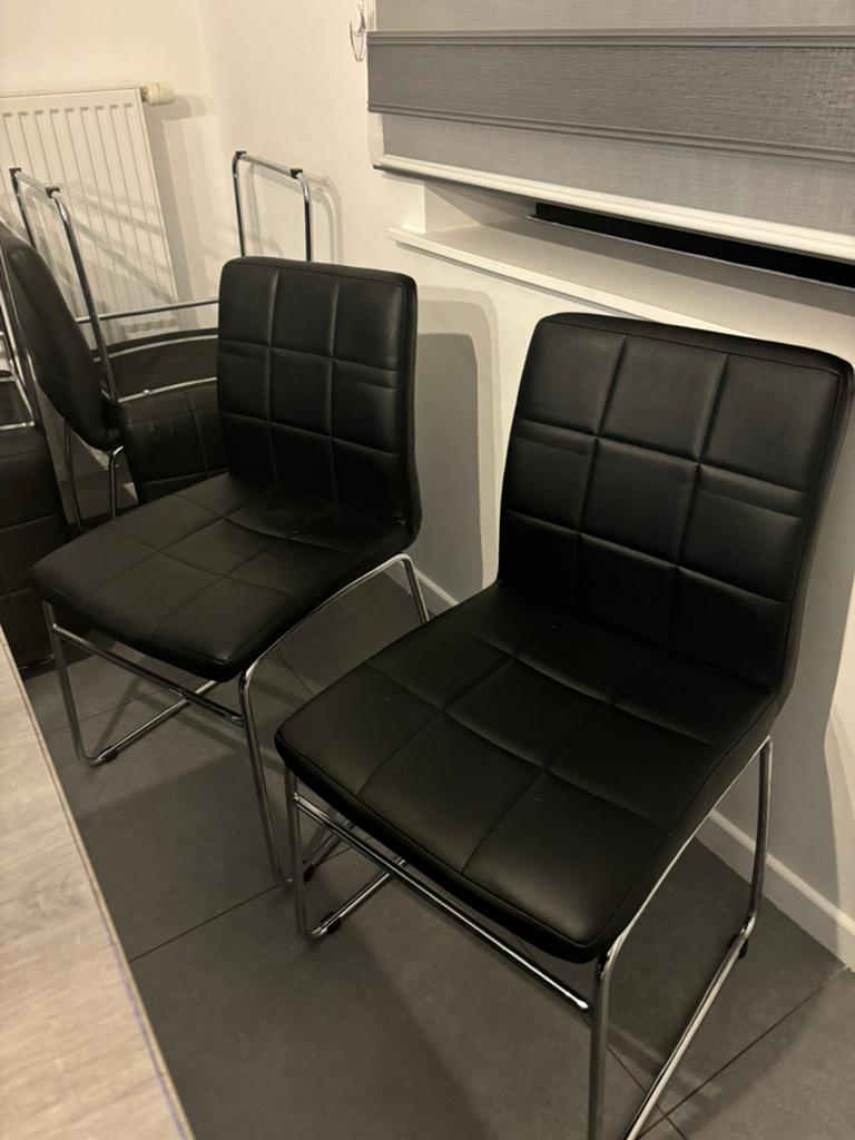 Eetkamerstoelen, Huis en Inrichting, Stoelen, Ophalen, Gebruikt, Zwart, Leer