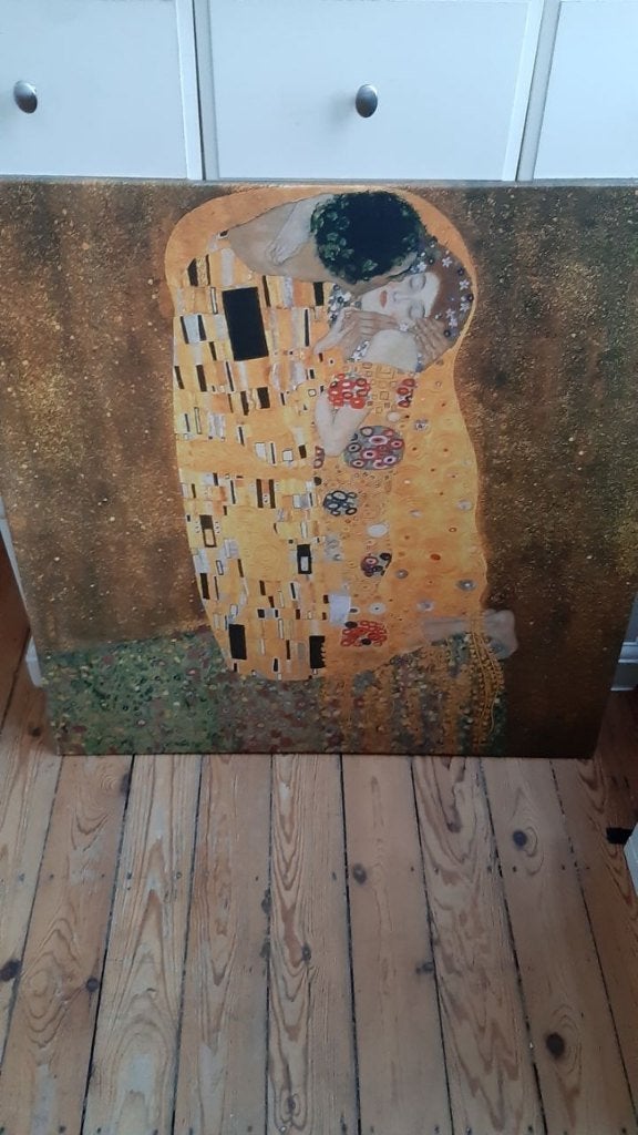 Tableau/Reproduction - Gustave Klimt : Le Baiser - 90x90, Enlèvement, Autres matériaux, Portrait