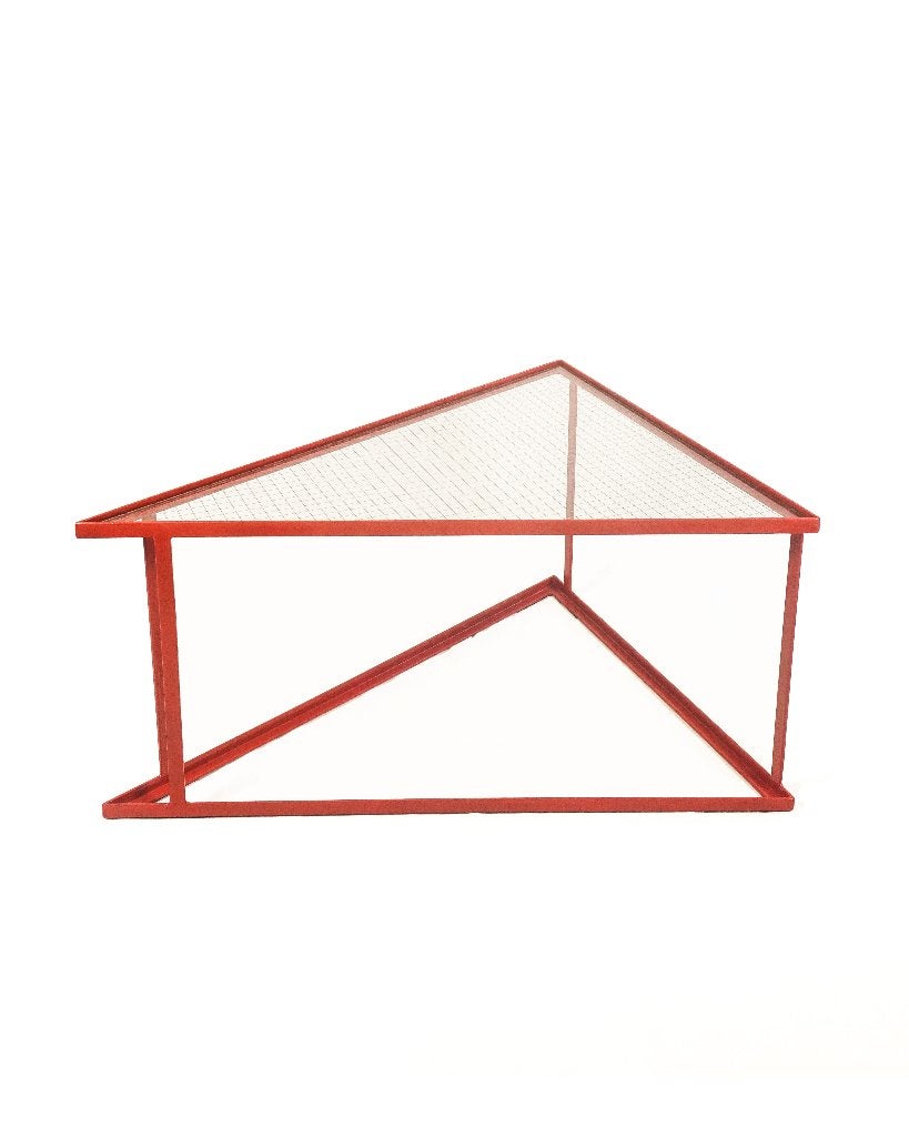 Rood Space Age Bijzettafeltje, Huis en Inrichting, Overige vormen, Space Age, 45 tot 60 cm, 55 tot 75 cm