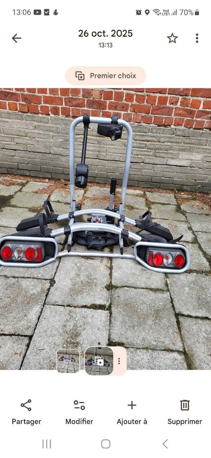 Porte vélo, Ophalen