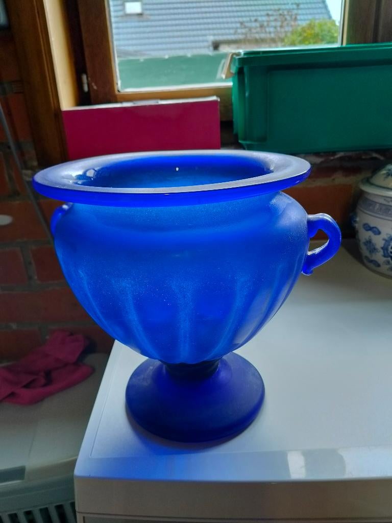 blauwe vaas uniek, Ophalen, Zo goed als nieuw, Blauw