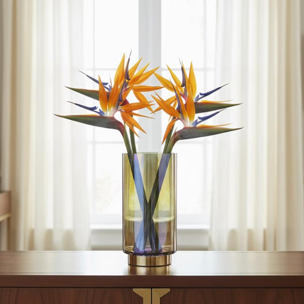 Glazen vaas / kandelaar – groen design, Huis en Inrichting, Woonaccessoires | Vazen, Nieuw, Groen, Glas, Verzenden