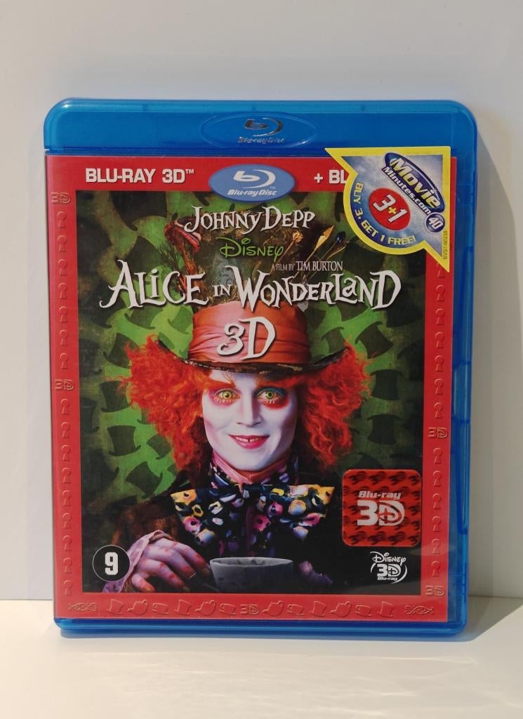 Alice in Wonderland 3D + 2D Blu ray Tim Burton Depp Disney, Ophalen of Verzenden, Zo goed als nieuw, Tekenfilms en Animatie, Boxset