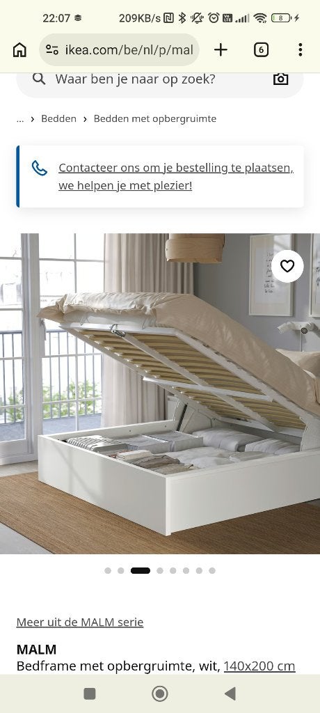 Ikea malm bed met opbergruimte, Queen size, 140 cm, Enlèvement, Utilisé