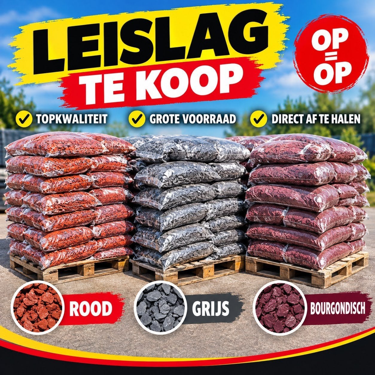 Opruiming grote PARTIJ Rode en Grijze Leislag, Doe-het-zelf en Bouw, Ophalen, Steen of Klei, Overige typen, Nieuw