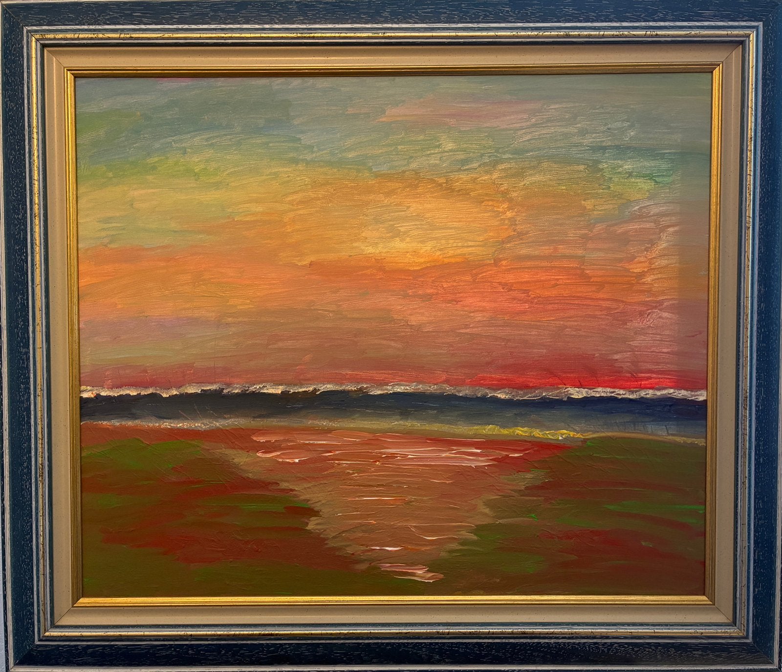 Peinture sur toile encadrée art tableau mer schilderij, Enlèvement ou Envoi, Toile