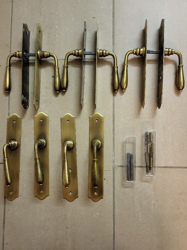 Lot de poignées de porte en laiton massif, Bricolage & Construction, Enlèvement, Utilisé, Cuivre ou Laiton, Loquet ou Poignée
