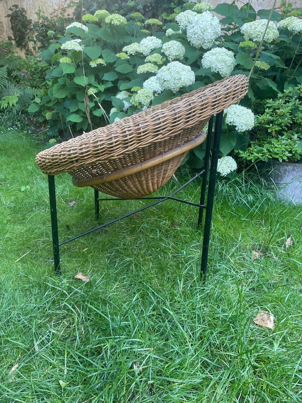Vintage rieten kuipstoel, Ophalen, Gebruikt