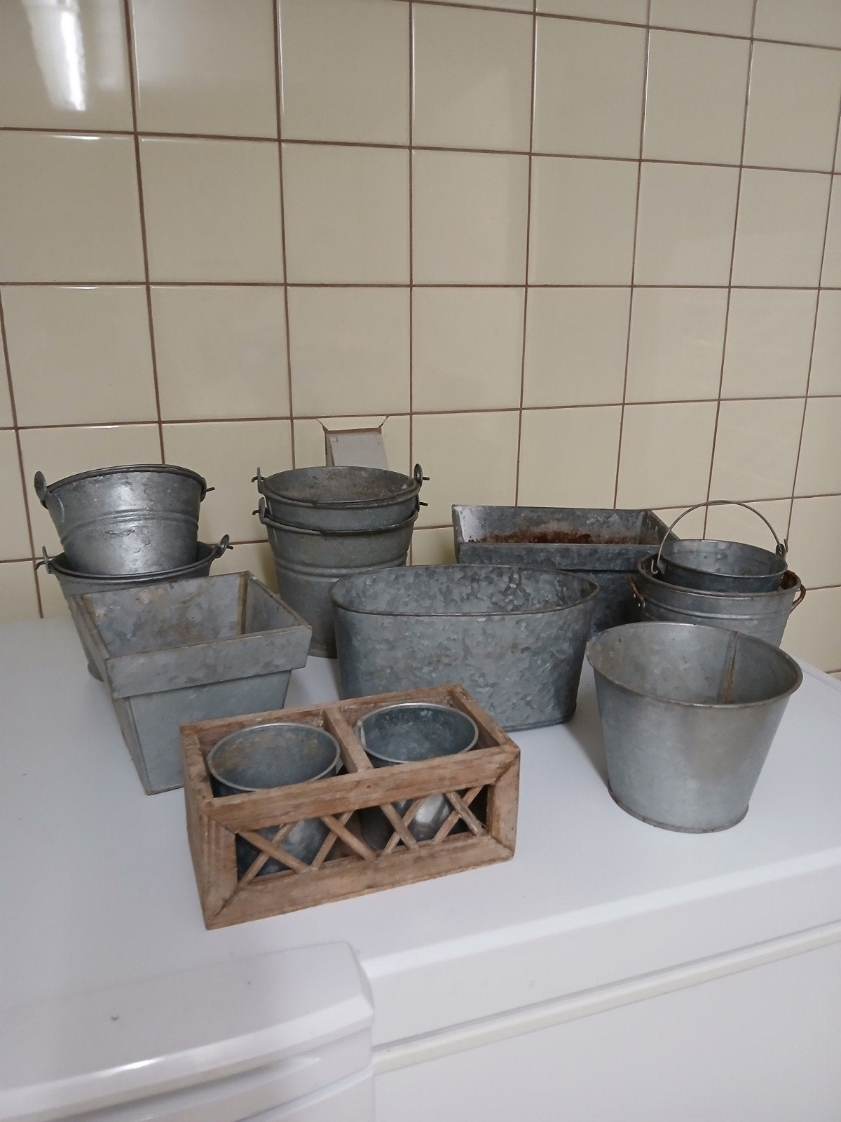 Zinken bloembakken., Ophalen, Gebruikt, Overige vormen, Binnen