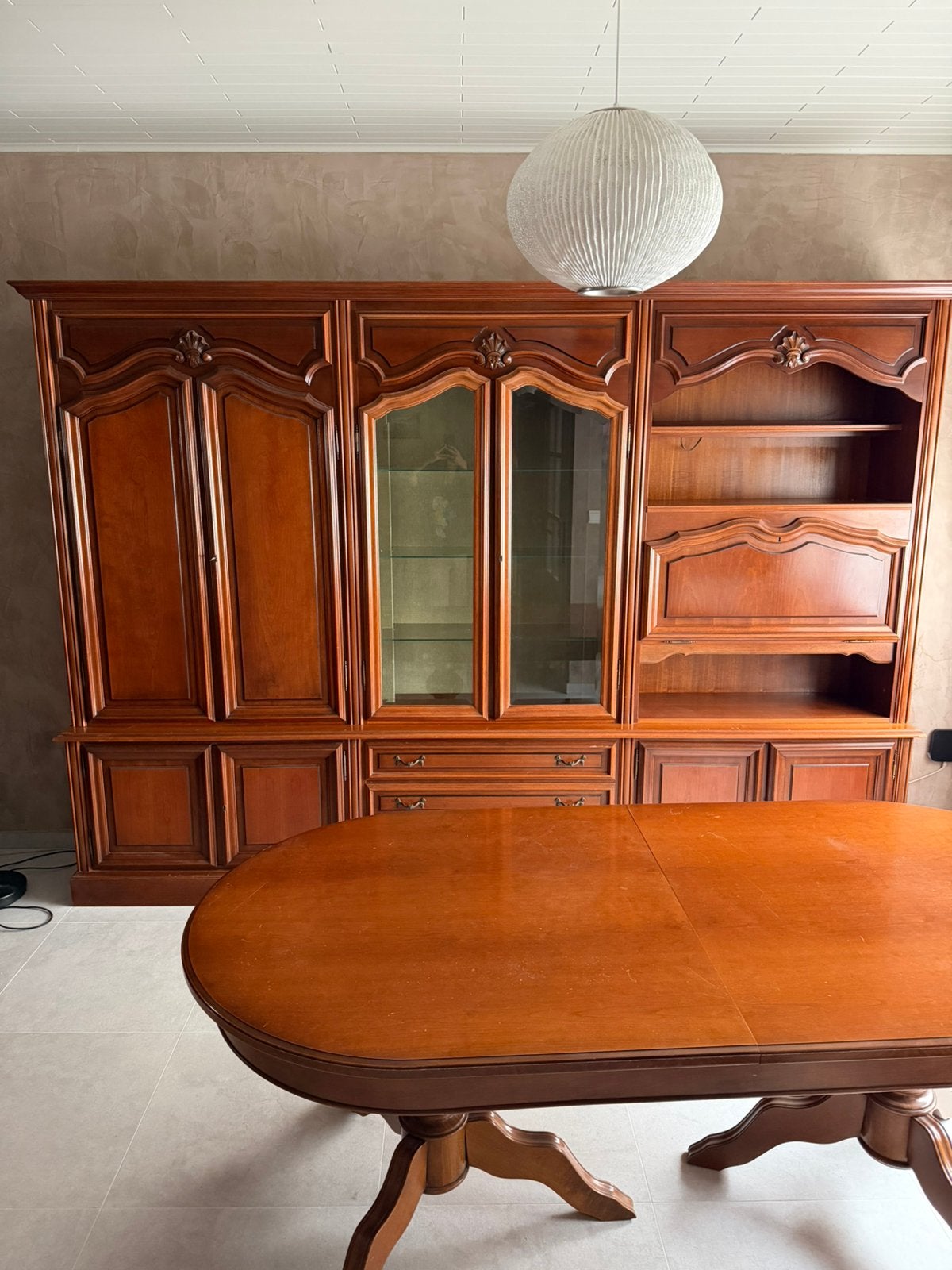 Kersenhouten meubelset + uitschuifbare tafel + 6 stoelen, Ophalen