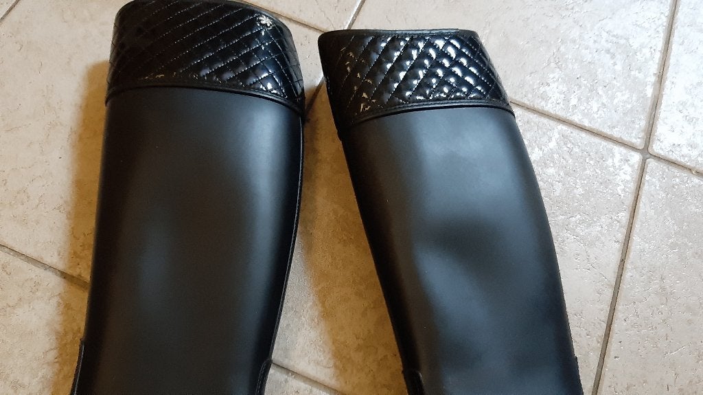 Bottes de pluie hautes en caoutchouc aspect verni noir 39, Neuf, Autres marques, Chaussures, Femmes