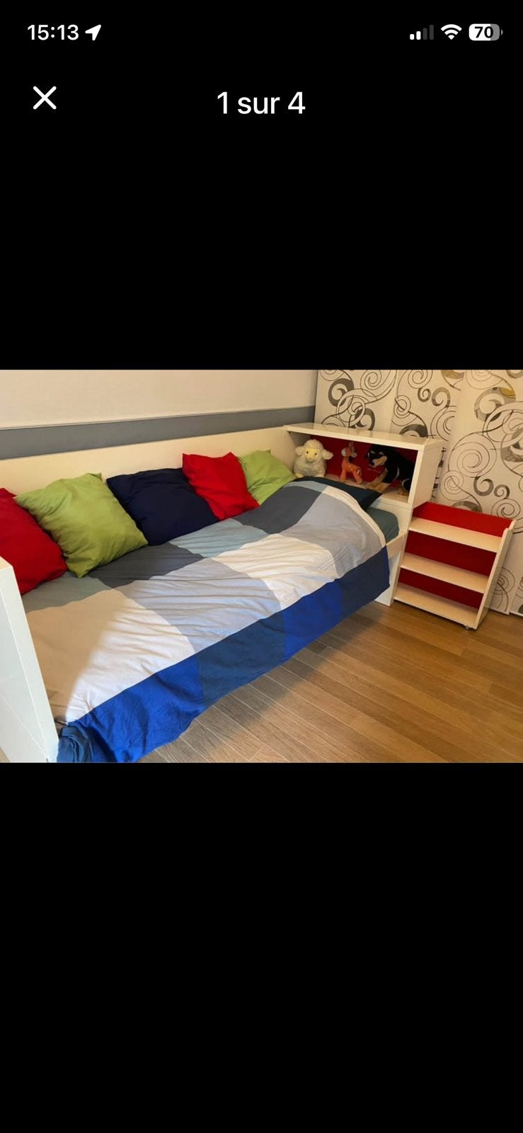 Lit enfant IKEA Flaxa + matelas, Enfants & Bébés, Chambre d'enfant | Lits, Enlèvement, Utilisé, Moins de 140 cm, 85 à 100 cm