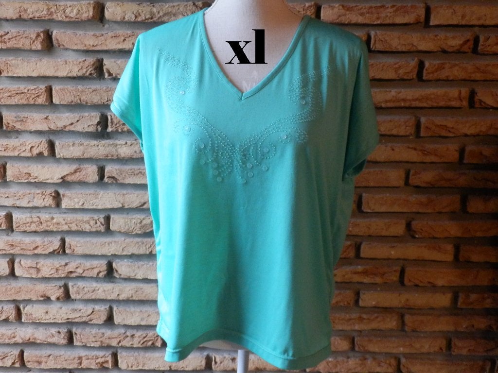 (158) - tee shirt femme t.XL vert, Taille 42/44 (L), Manches courtes, Enlèvement ou Envoi, Comme neuf