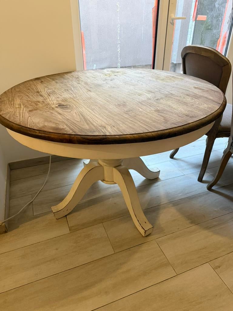 Table à manger bois massif, Enlèvement, Comme neuf, Rond, 100 à 150 cm