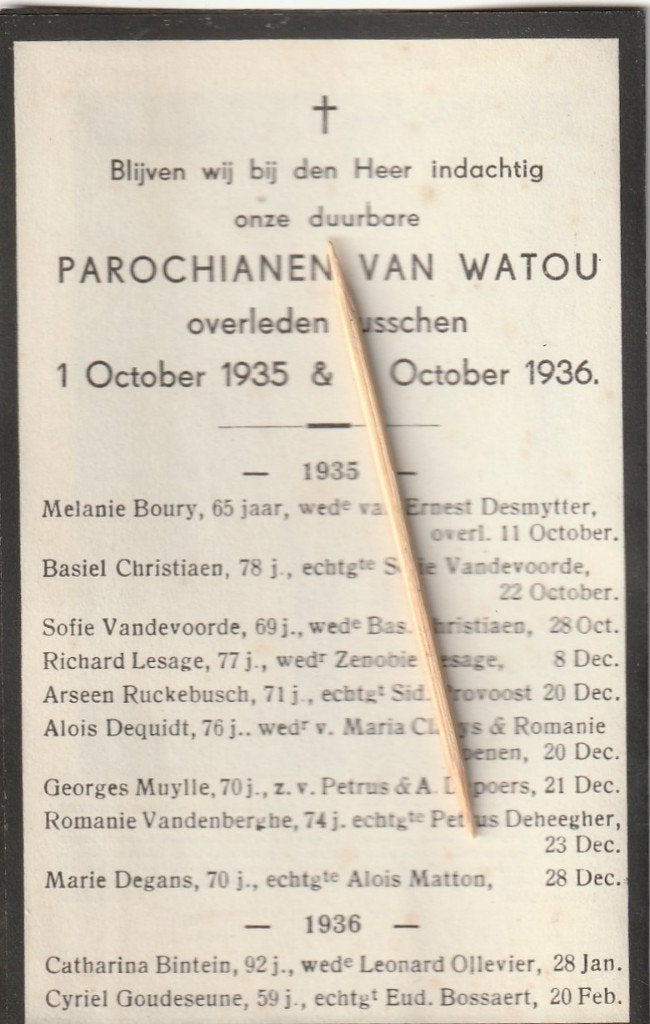 Bidprentjes Watou, Verzenden