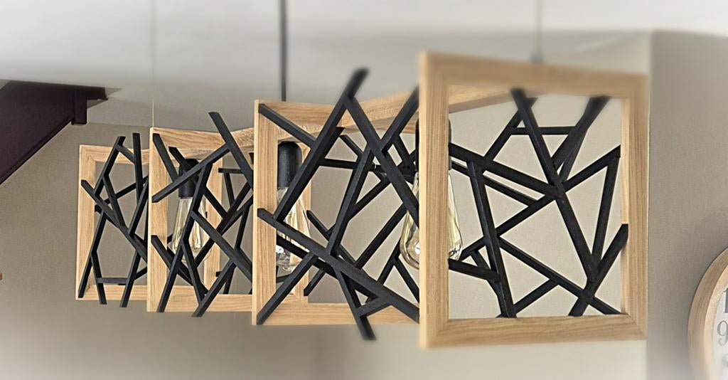 Prachtige hanglamp van 1 m massief eikenhout — Design G, Nieuw, Hout, Contemporain, Minder dan 50 cm