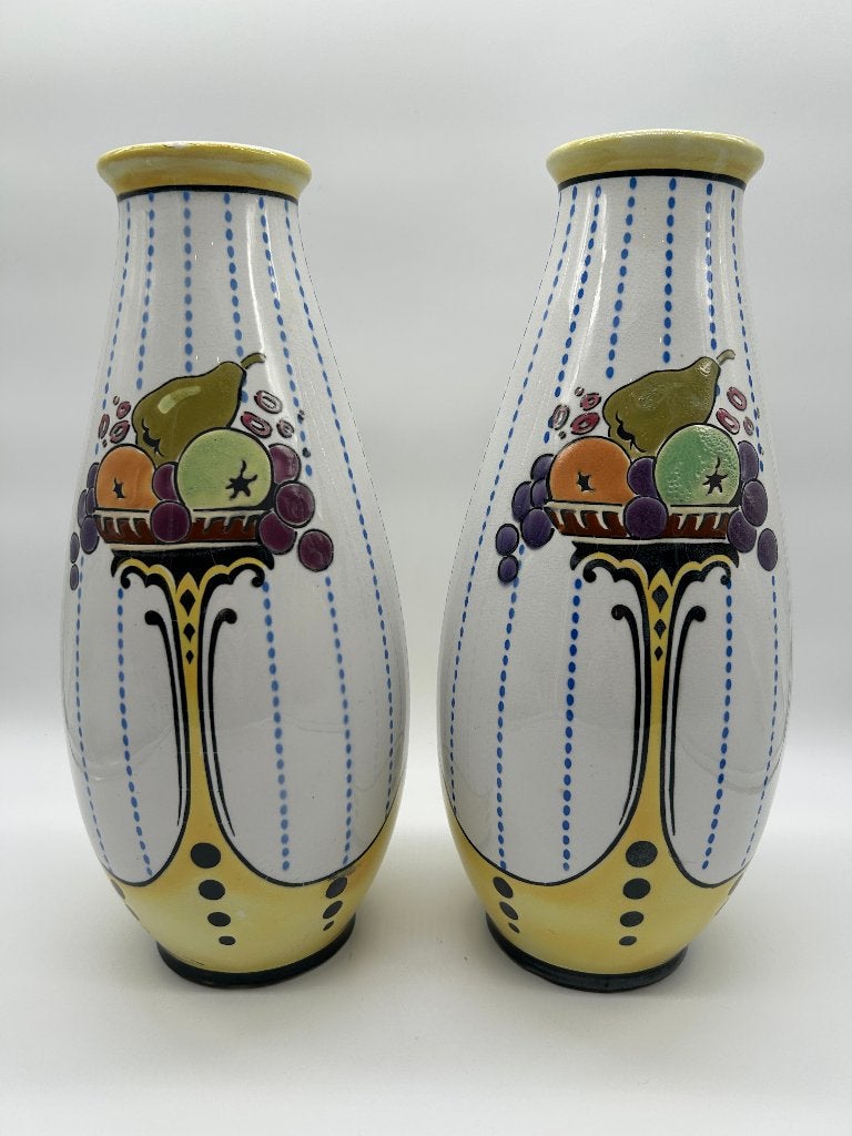 Paire de vases ART DECO - BOCH FRERES, Antiquités & Art, Antiquités | Vases, Enlèvement ou Envoi