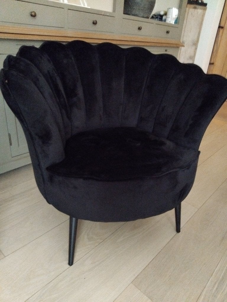 zetel ronde fauteuil zwart fluweel nieuwstaat, Huis en Inrichting, Zetels | Zetels, Ophalen, Zo goed als nieuw