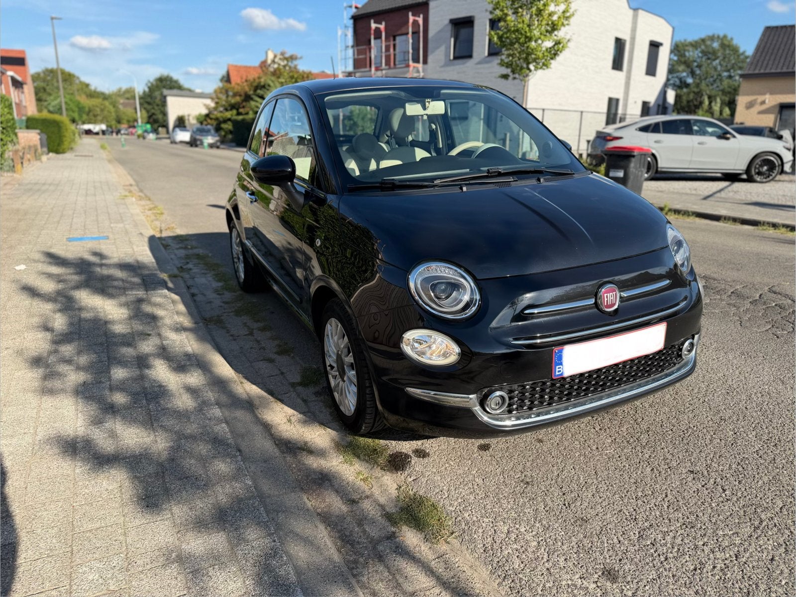 Fiat 500 Lounge 2018, Auto's, Voorwielaandrijving, Euro 6, Leder en Stof, Zwart