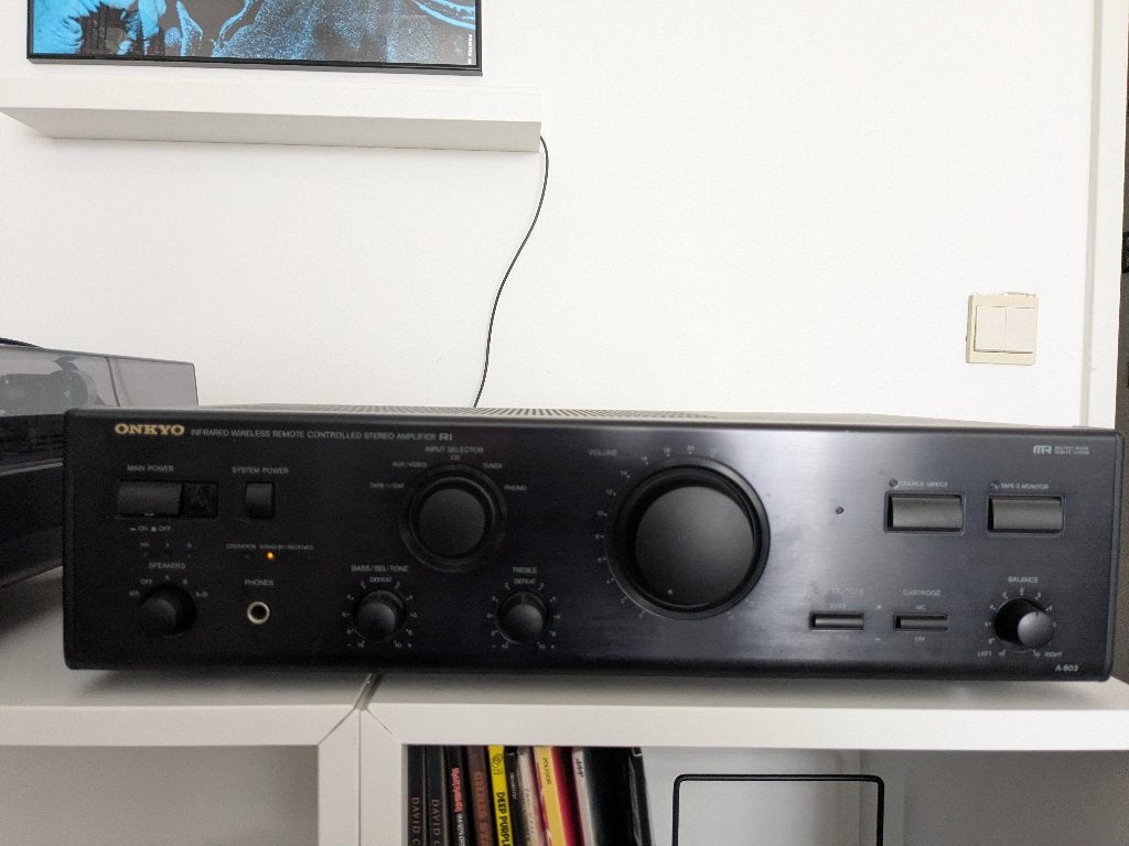 Onkyo A-803 Stereo Geïntegreerde Versterker + Remote, TV, Hi-fi & Vidéo, Moins de 60 watts, Enlèvement, Onkyo, Stéréo
