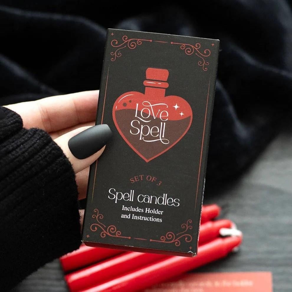 Set van 3 Love Spell-kaarsen in een doos, Verzenden, Nieuw, Rood, Kaars