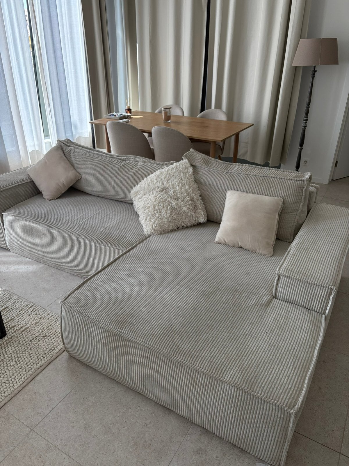 Moderne hoekzetel met uitschuifbaar deel dat tot bed kan, Huis en Inrichting, Zetels | Complete zithoeken, Ophalen of Verzenden