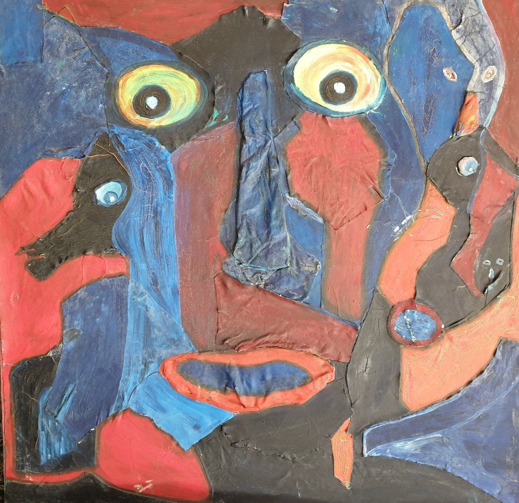 peinture a l'huile sur toile, Signé, Enlèvement, Technique mixte, Animaux