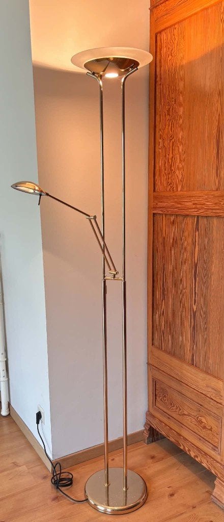 vloerlamp / uplighter met leeslamp, Ophalen, Gebruikt, Metaal, 200 cm of meer