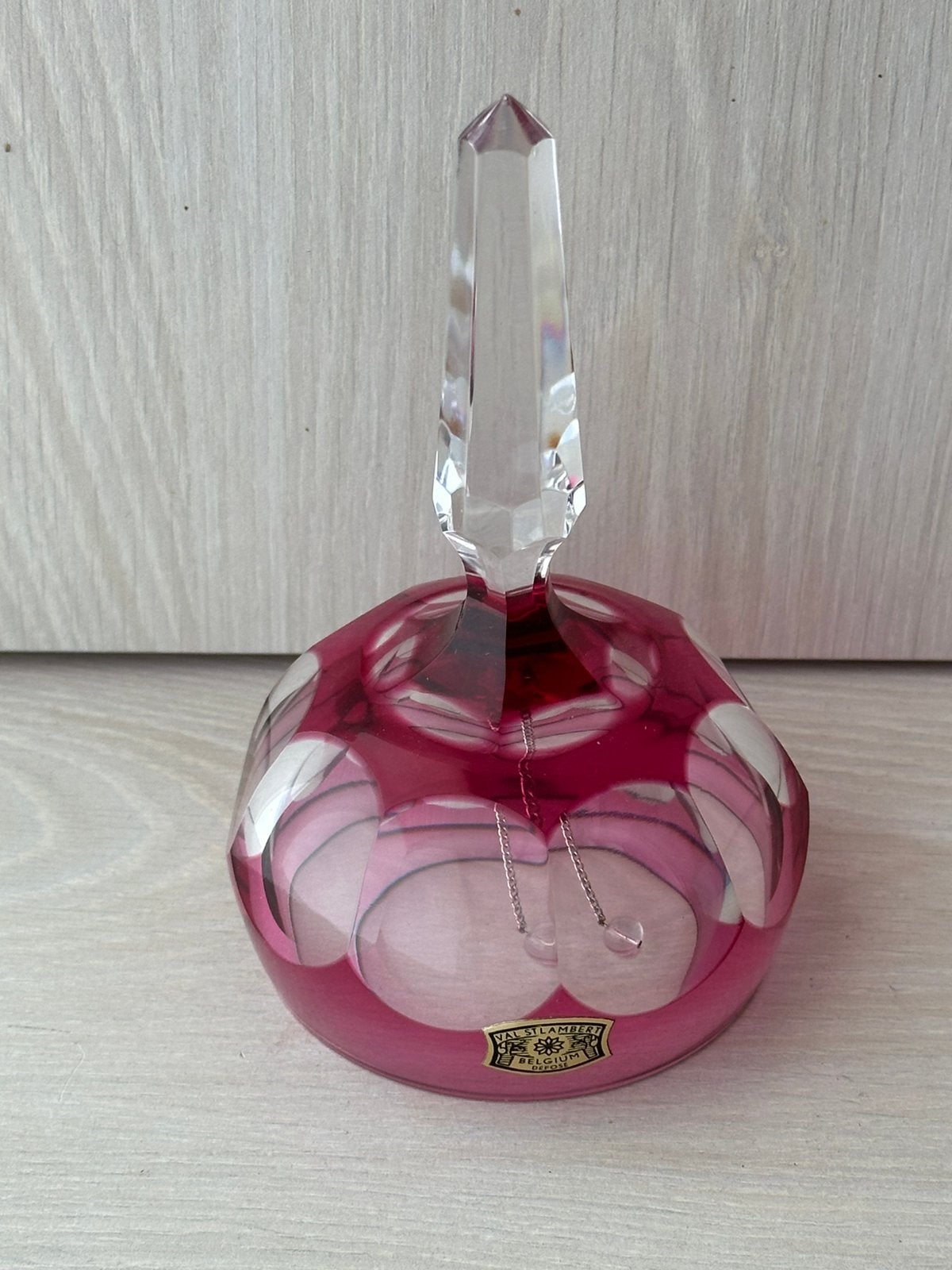 Val Saint Lambert Kristallen Tafelbel - Roze/Fuchsia, Antiek en Kunst, Ophalen of Verzenden