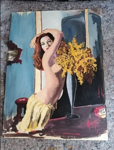 vintage pin up op karton 1972  Berlijn Jacono, Verzamelen, Ophalen, Huis en Inrichting