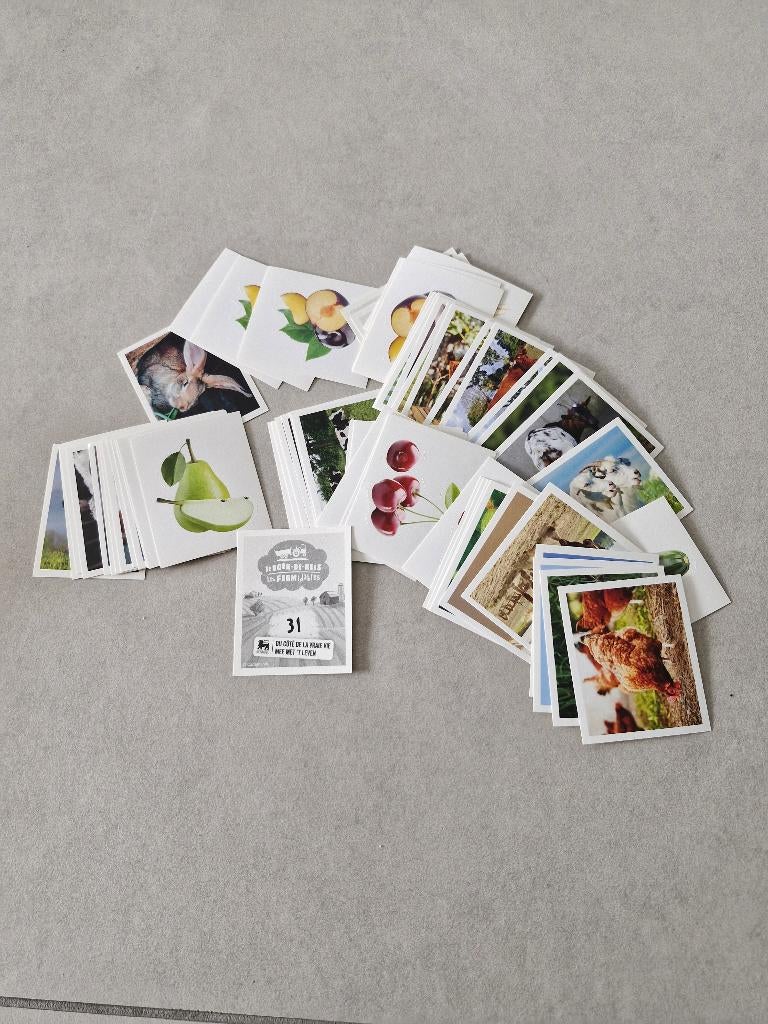 58 kaartjes De-boer-de-reis Delhaize €0,10/st of €3/alles, Verzamelen, Overige supermarkten, Verzenden